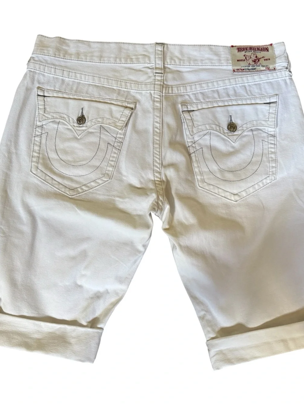 True Religion Cream White Straight Jeans Label Detail